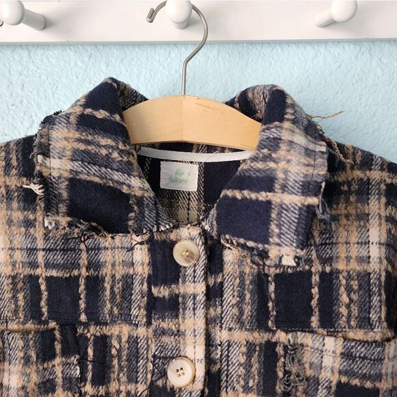 Blue buttercup oversized distress allover blue thunder sky shacket shirt - Picture 3 of 14